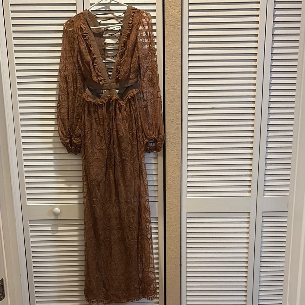 Elegant Brown Lace Dress